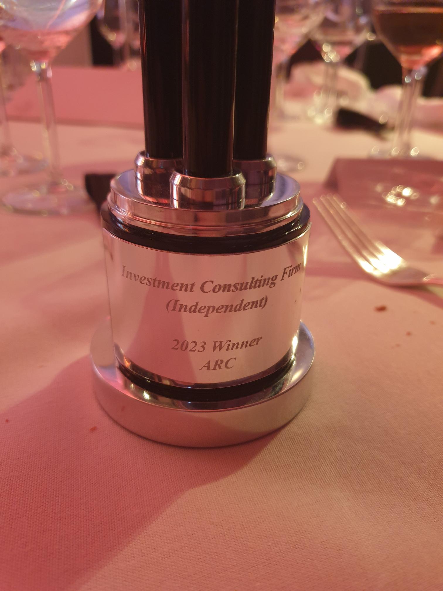 Close up of ARC's 2023 eprivateclient Excellence Award for thr category Investment Consulting Firm (Independent) 